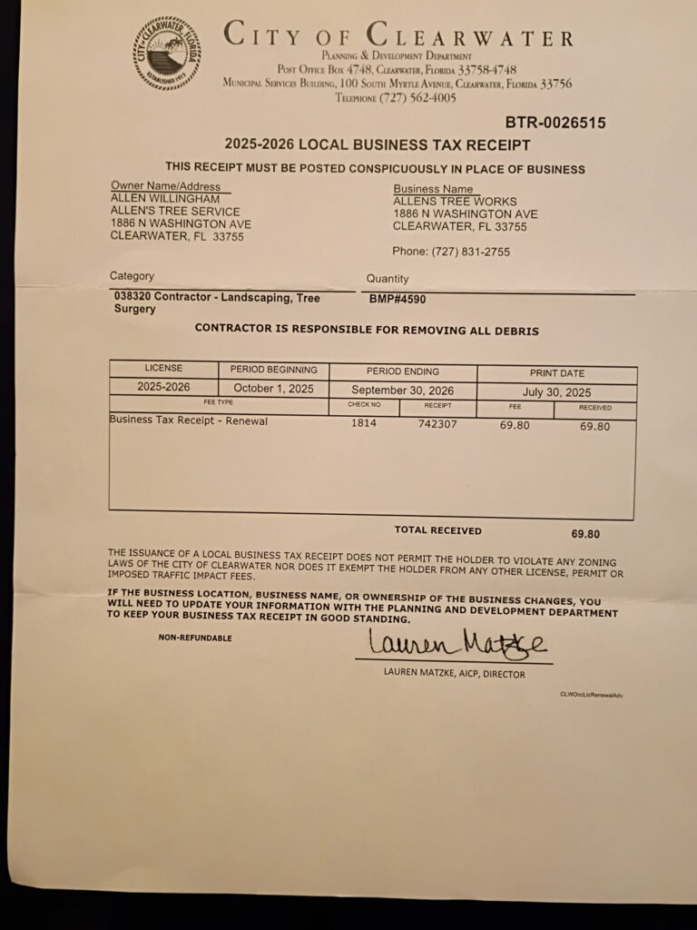 Allen's Tree Works License